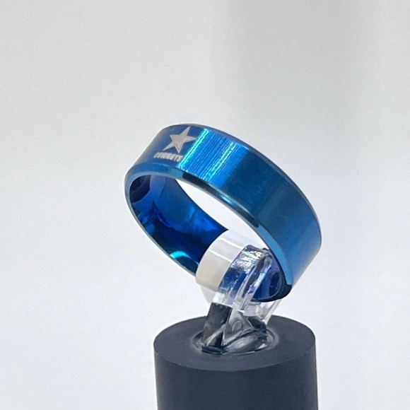 Dallas Cowboys Stainless Steel Blue Ring - Picture 4 of 7